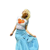 Short Sleeve Abstract Face Print Crop Tops